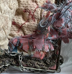 interior of the purse showing remains of the lining